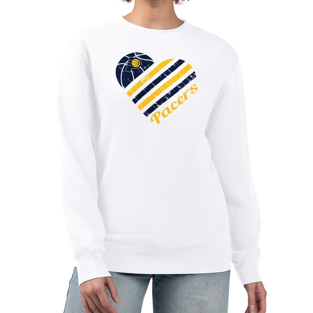 White Indiana Pacers G-III 4Her by Carl Banks Women's Heart Graphic Fleece Pullover Sweatshirt | NBA