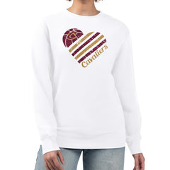 White Cleveland Cavaliers G-III 4Her by Carl Banks Women's Heart Graphic Fleece Pullover Sweatshirt sale | NBA