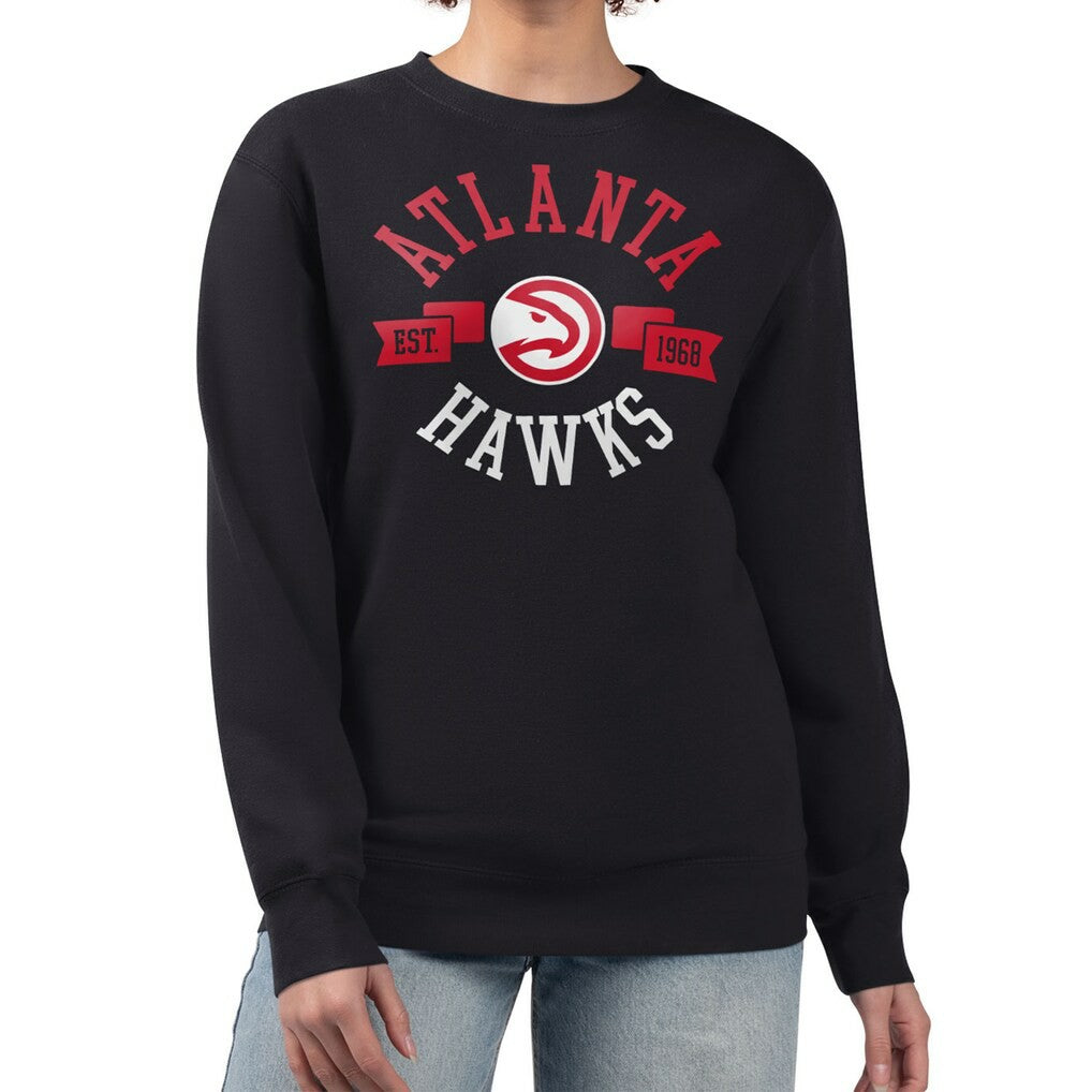 Black Atlanta Hawks G-III 4Her by Carl Banks Women's Large Team Logo Graphic Fleece Pullover Sweatshirt | NBA