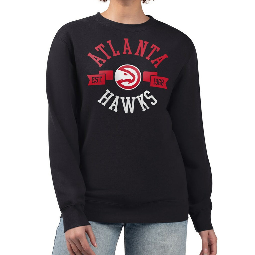 Black Atlanta Hawks G-III 4Her by Carl Banks Women's Large Team Logo Graphic Fleece Pullover Sweatshirt | NBA