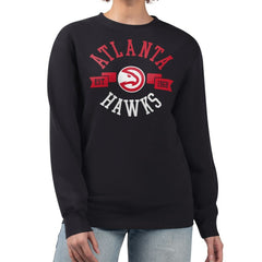 Black Atlanta Hawks G-III 4Her by Carl Banks Women's Large Team Logo Graphic Fleece Pullover Sweatshirt | NBA