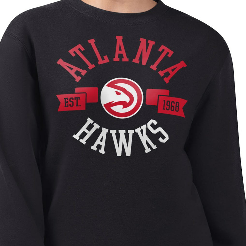 Black Atlanta Hawks G-III 4Her by Carl Banks Women's Large Team Logo Graphic Fleece Pullover Sweatshirt | NBA