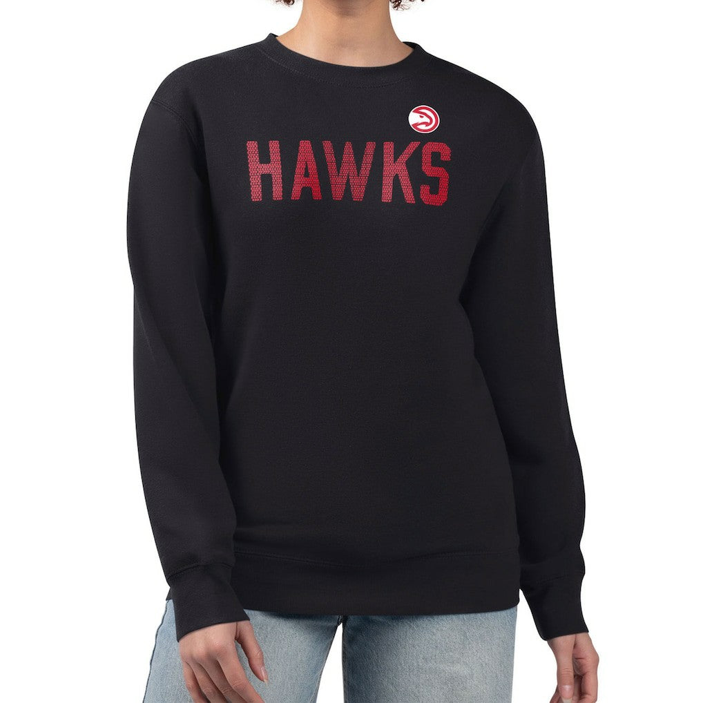 Black Atlanta Hawks G-III 4Her by Carl Banks Women's Dot Print Team Graphic Fleece Pullover Sweatshirt | NBA
