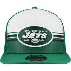 New York Jets Striped A-Frame 9FIFTY Adjustable Trucker Snapback Hat | NFL US