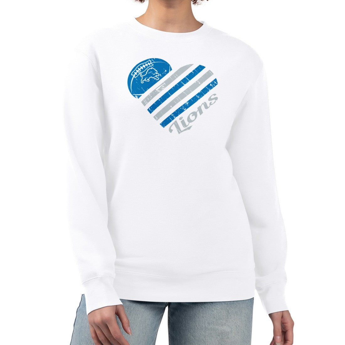 Detroit Lions G-III 4Her by Carl Banks Women's Heart Graphic Fleece Pullover Sweatshirt | NFL New