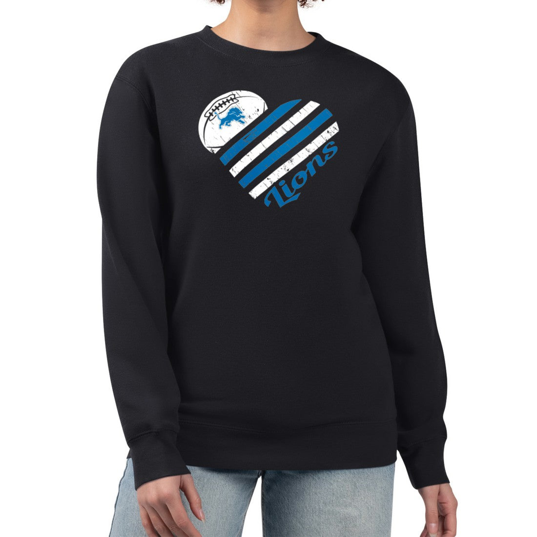 Detroit Lions G-III 4Her by Carl Banks Women's Heart Graphic Fleece Pullover Sweatshirt | NFL Hot