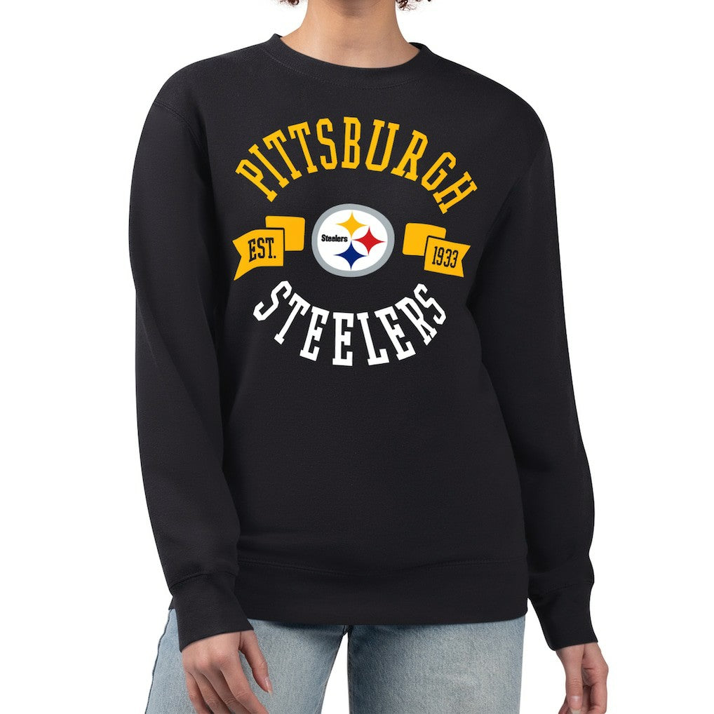 Pittsburgh Steelers G-III 4Her by Carl Banks Women's Large Team Graphic Fleece Pullover Sweatshirt | NFL Sale
