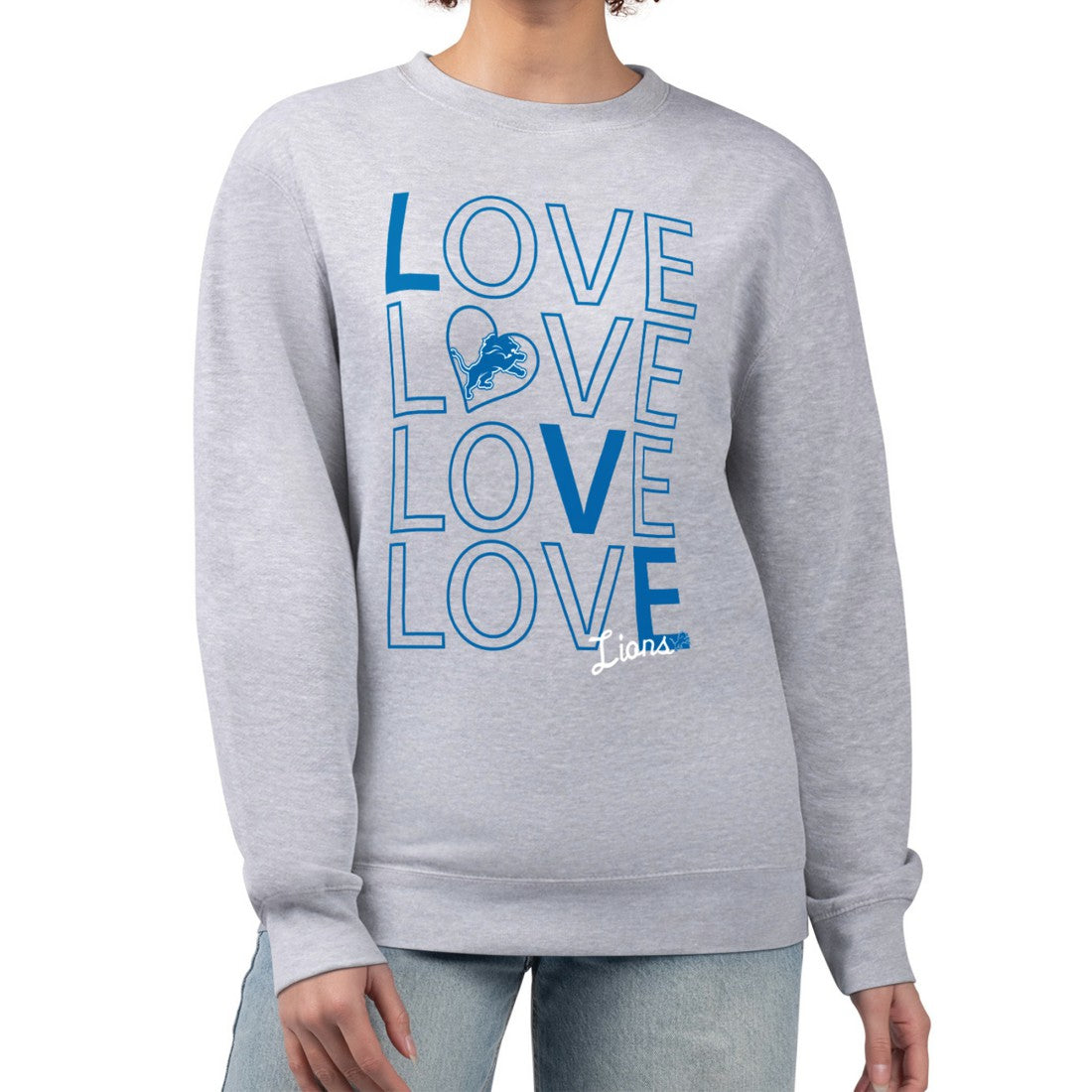 Detroit Lions G-III 4Her by Carl Banks Women's Lots of Love Graphic Fleece Pullover Sweatshirt | NFL New