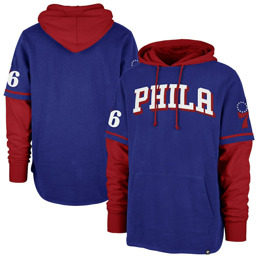 Royal Philadelphia 76ers '47 Trifecta Shortstop Pullover Hoodie | NBA