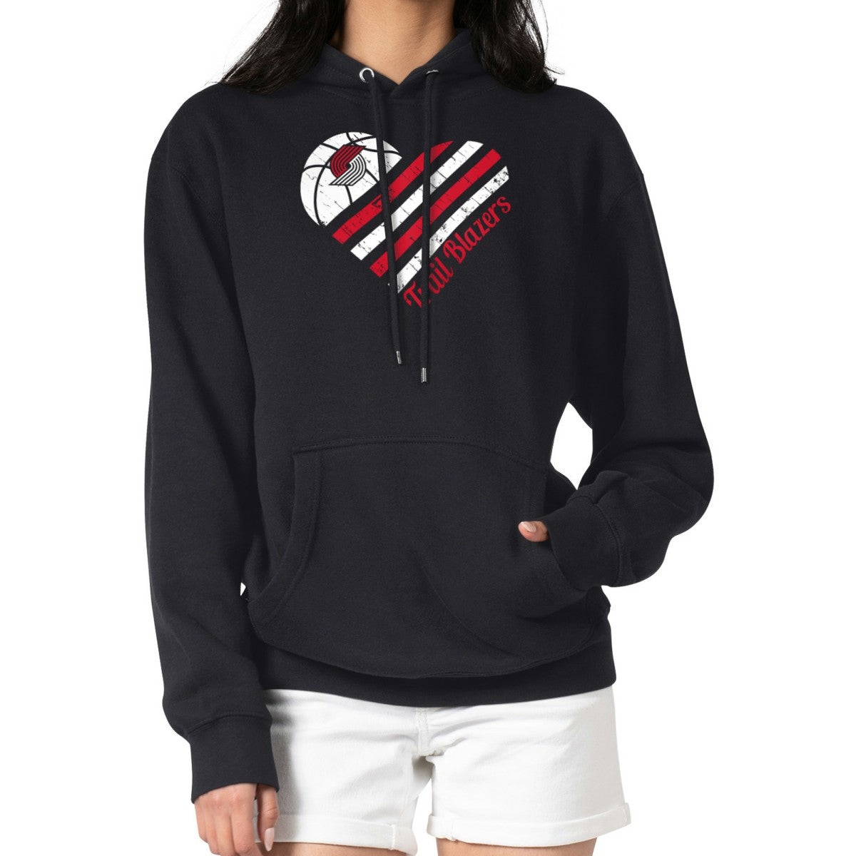 Black Portland Trail Blazers G-III 4Her by Carl Banks Women's Heart Pullover Hoodie - Black sale | NBA