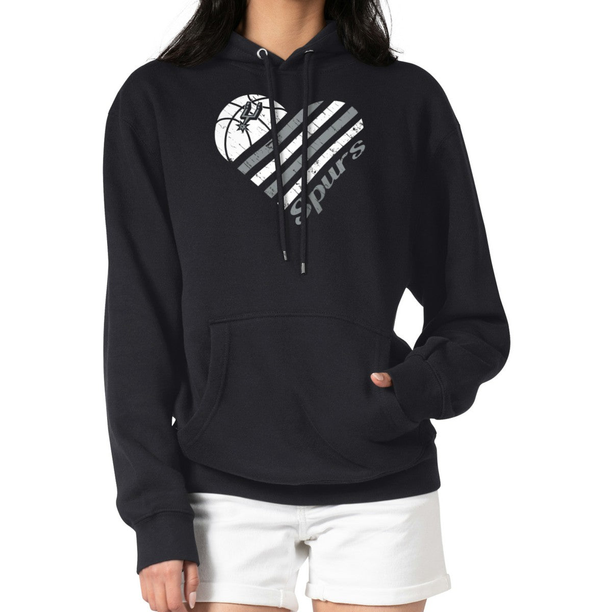Black San Antonio Spurs G-III 4Her by Carl Banks Women's Heart Pullover Hoodie - Black shop | NBA