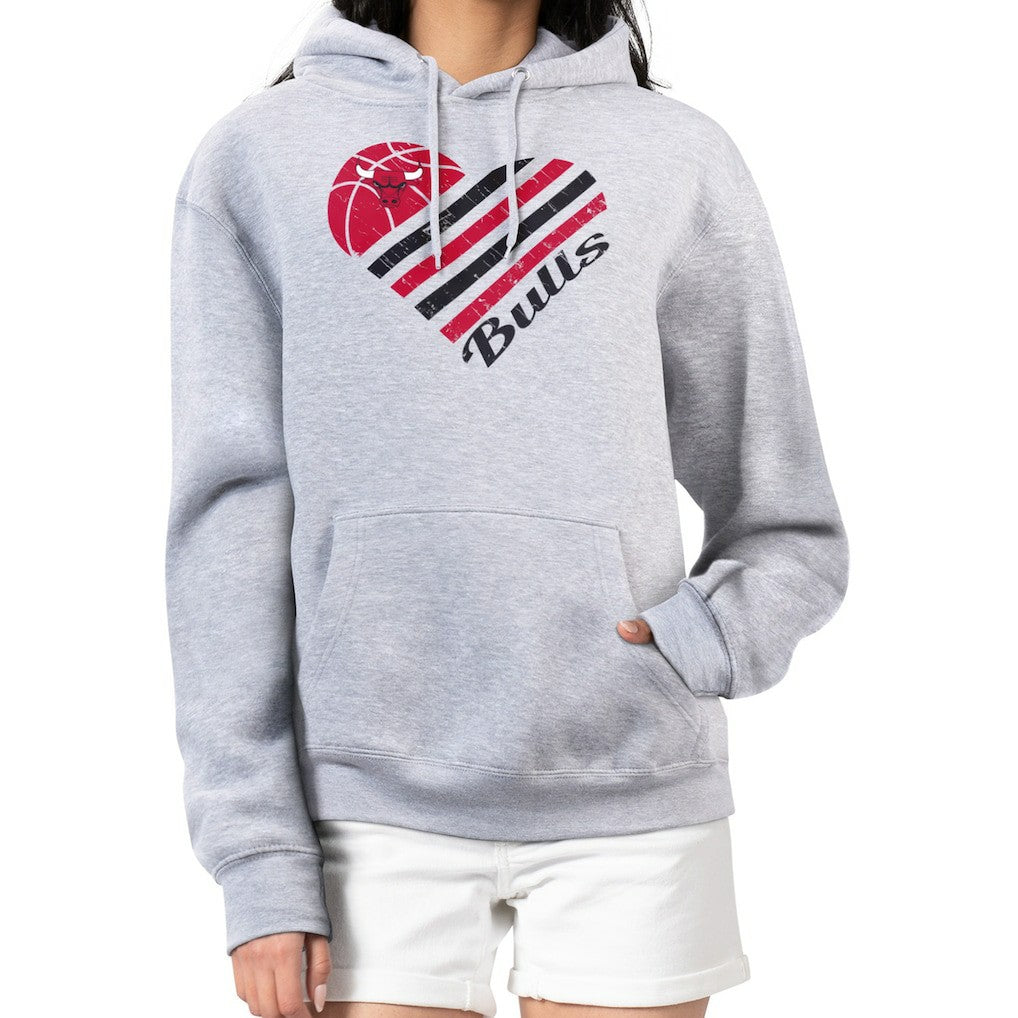 Heather Gray Chicago Bulls G-III 4Her by Carl Banks Women's Heart Pullover Hoodie - Heather Gray on sale | NBA