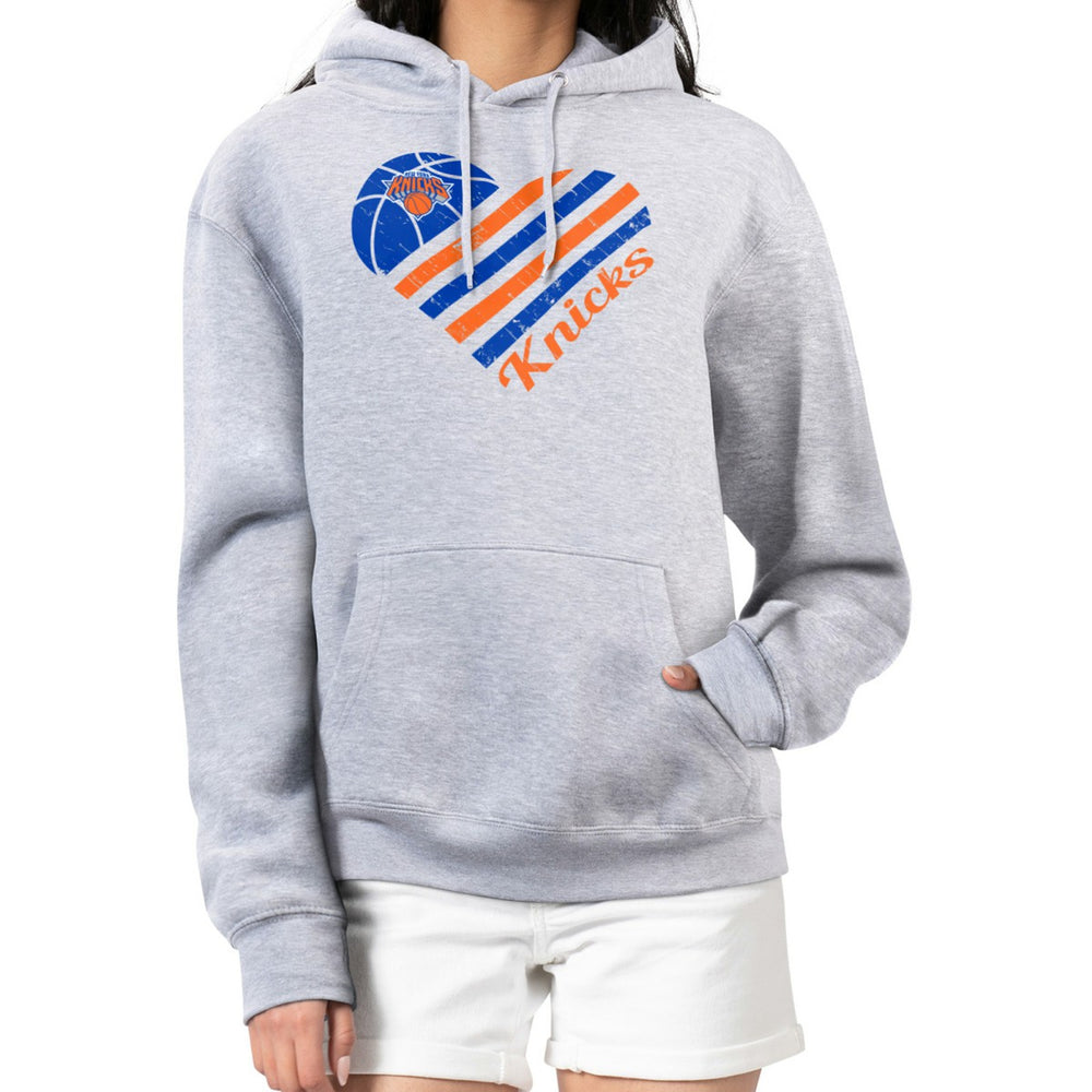 Heather Gray New York Knicks G-III 4Her by Carl Banks Women's Heart Pullover Hoodie - Heather Gray sale | NBA