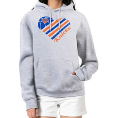 Heather Gray New York Knicks G-III 4Her by Carl Banks Women's Heart Pullover Hoodie - Heather Gray sale | NBA