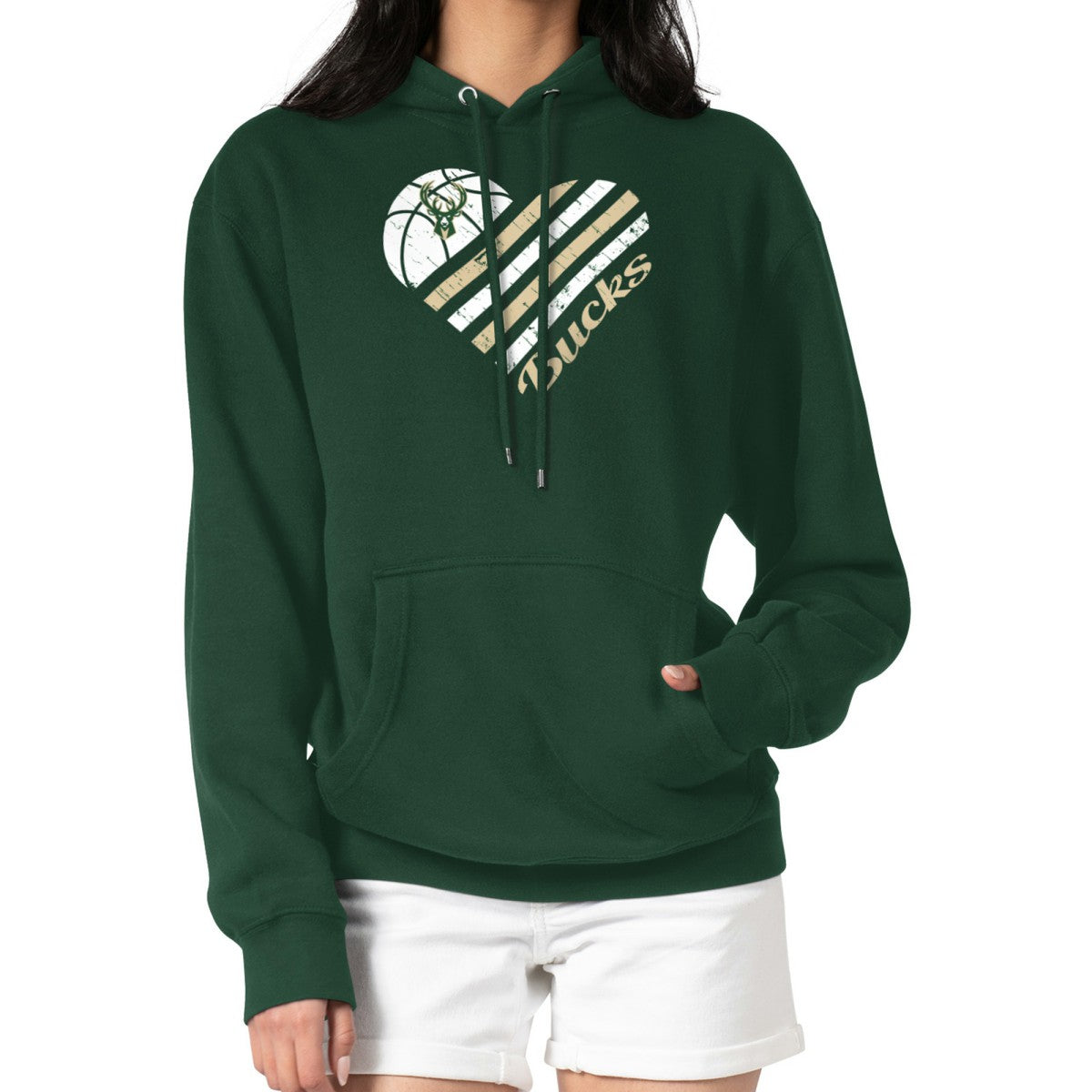 Milwaukee Bucks G-III 4Her by Carl Banks Women's Heart Pullover Hoodie - Green cheap | NBA