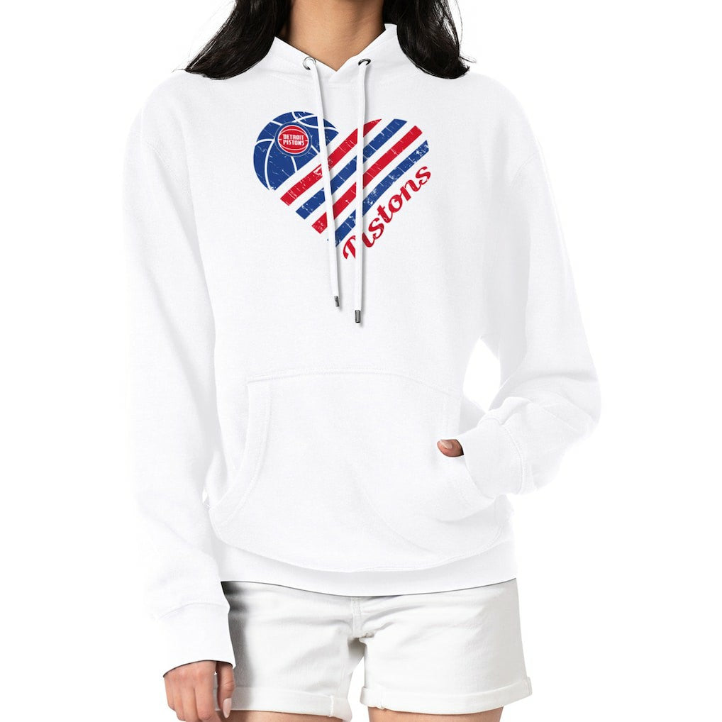 White Detroit Pistons G-III 4Her by Carl Banks Women's Heart Pullover Hoodie - White online | NBA