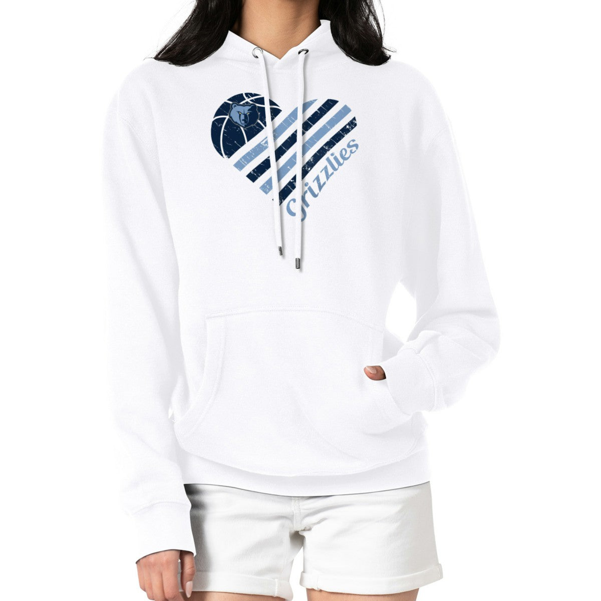 White Memphis Grizzlies G-III 4Her by Carl Banks Women's Heart Pullover Hoodie - White outlet | NBA