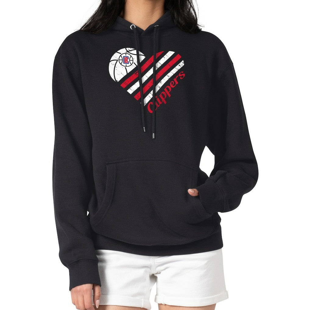 Black LA Clippers G-III 4Her by Carl Banks Women's Heart Pullover Hoodie - Black outlet | NBA