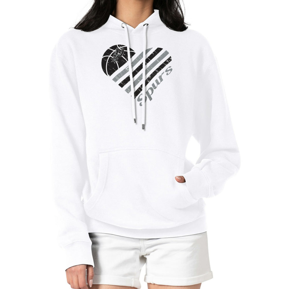 White San Antonio Spurs G-III 4Her by Carl Banks Women's Heart Pullover Hoodie - White on sale | NBA