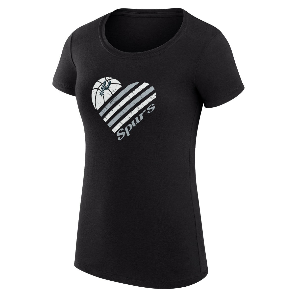 Black San Antonio Spurs G-III 4Her by Carl Banks Women's Super-Slim Fit Lightweight Heart T-Shirt | NBA