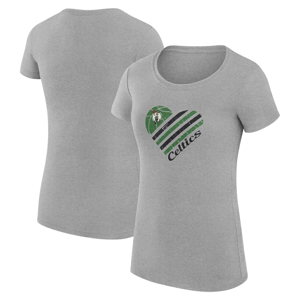 Heather Gray Boston Celtics G-III 4Her by Carl Banks Women's Super-Slim Fit Lightweight Heart T-Shirt | NBA