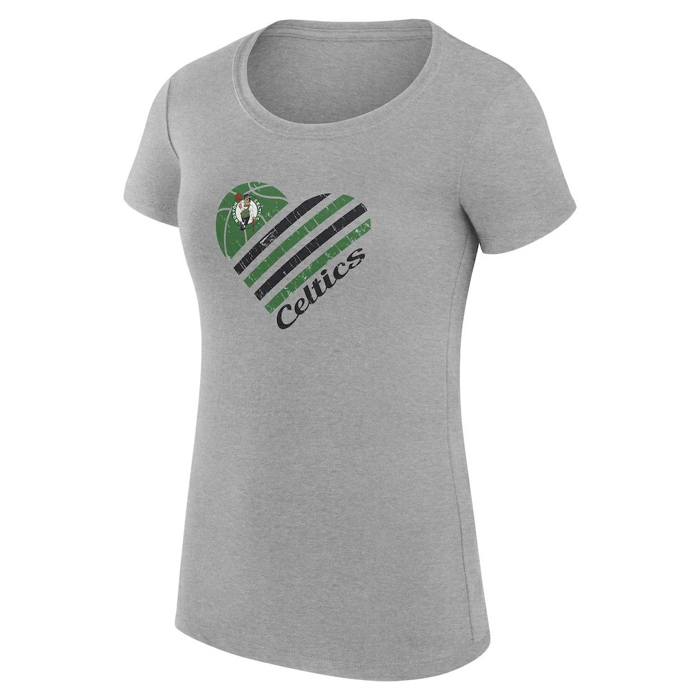 Heather Gray Boston Celtics G-III 4Her by Carl Banks Women's Super-Slim Fit Lightweight Heart T-Shirt | NBA
