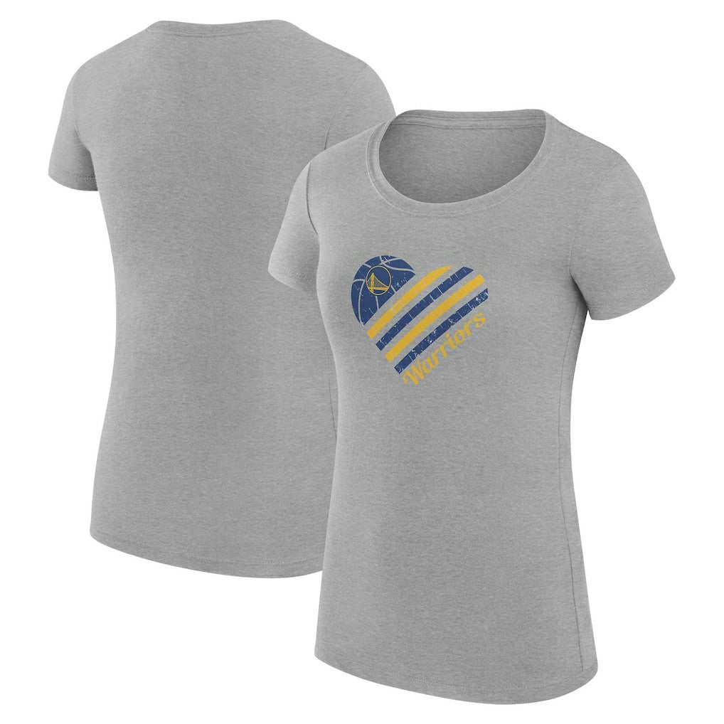 Heather Gray Golden State Warriors G-III 4Her by Carl Banks Women's Super-Slim Fit Lightweight Heart T-Shirt sale | NBA