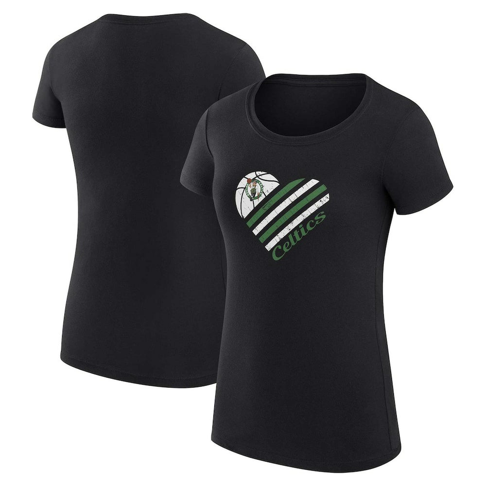 Black Boston Celtics G-III 4Her by Carl Banks Women's Super-Slim Fit Lightweight Heart T-Shirt | NBA