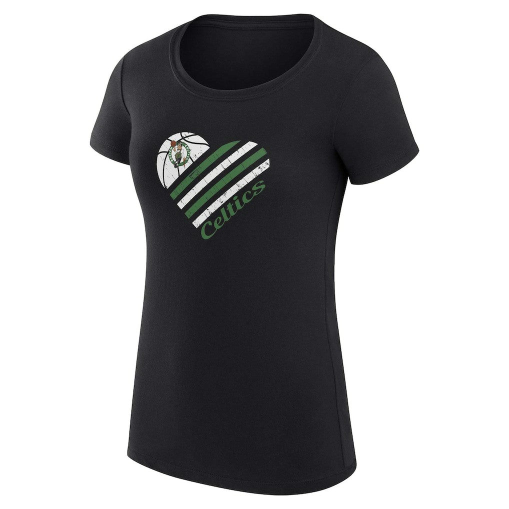 Black Boston Celtics G-III 4Her by Carl Banks Women's Super-Slim Fit Lightweight Heart T-Shirt | NBA