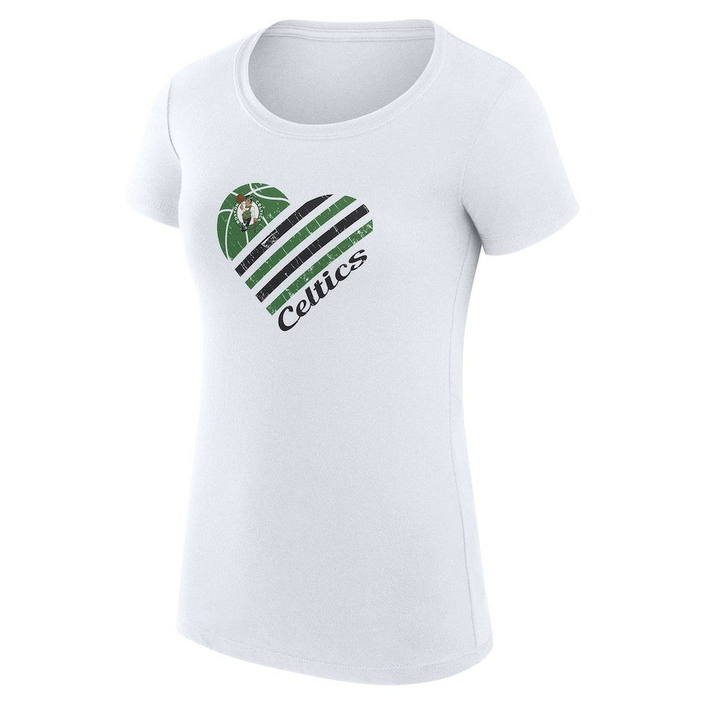 White Boston Celtics G-III 4Her by Carl Banks Women's Super-Slim Fit Lightweight Heart T-Shirt | NBA
