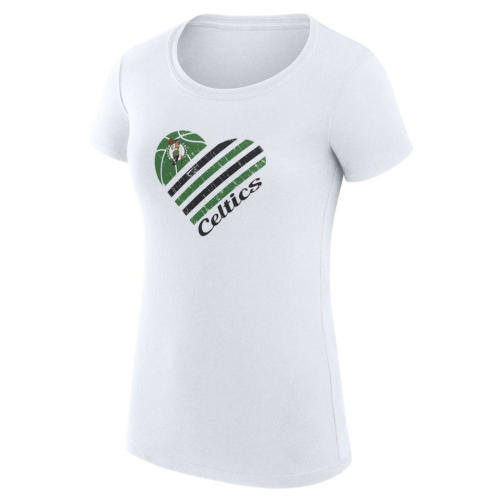 White Boston Celtics G-III 4Her by Carl Banks Women's Super-Slim Fit Lightweight Heart T-Shirt | NBA