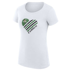 White Boston Celtics G-III 4Her by Carl Banks Women's Super-Slim Fit Lightweight Heart T-Shirt | NBA