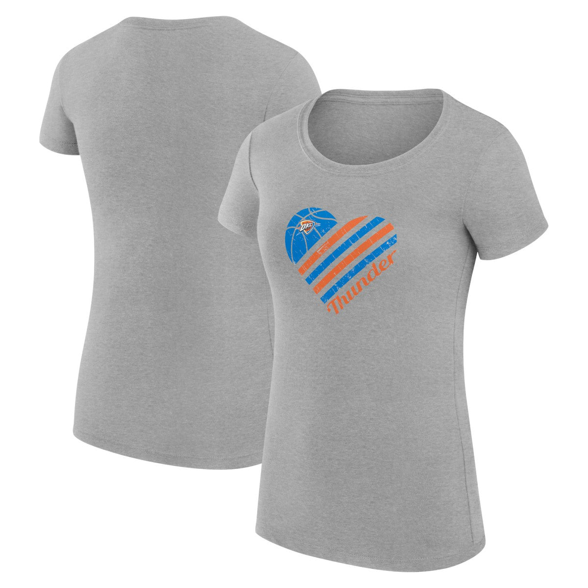 Heather Gray Oklahoma City Thunder G-III 4Her by Carl Banks Women's Super-Slim Fit Lightweight Heart T-Shirt | NBA