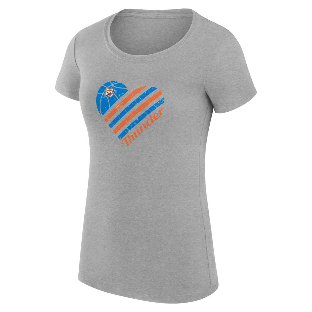 Heather Gray Oklahoma City Thunder G-III 4Her by Carl Banks Women's Super-Slim Fit Lightweight Heart T-Shirt | NBA