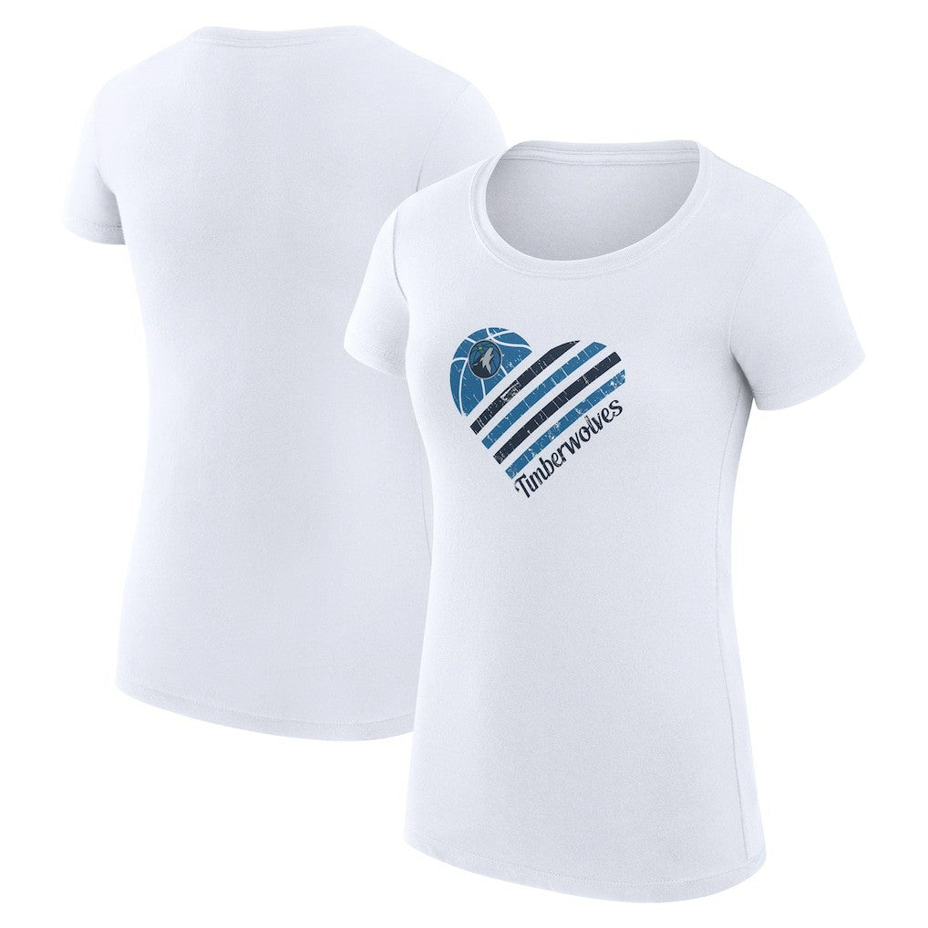 White Minnesota Timberwolves G-III 4Her by Carl Banks Women's Super-Slim Fit Lightweight Heart T-Shirt | NBA