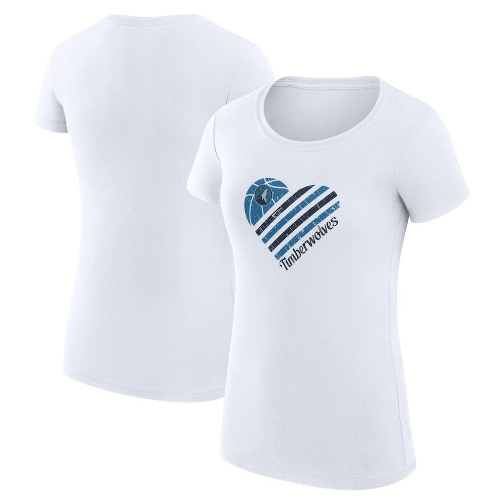 White Minnesota Timberwolves G-III 4Her by Carl Banks Women's Super-Slim Fit Lightweight Heart T-Shirt | NBA
