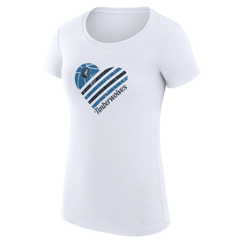 White Minnesota Timberwolves G-III 4Her by Carl Banks Women's Super-Slim Fit Lightweight Heart T-Shirt | NBA