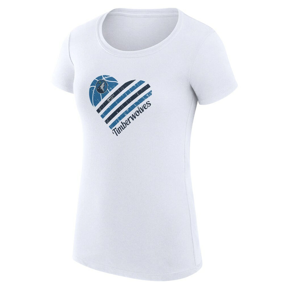 White Minnesota Timberwolves G-III 4Her by Carl Banks Women's Super-Slim Fit Lightweight Heart T-Shirt | NBA
