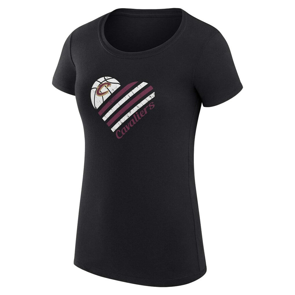 Black Cleveland Cavaliers G-III 4Her by Carl Banks Women's Super-Slim Fit Lightweight Heart T-Shirt sale | NBA
