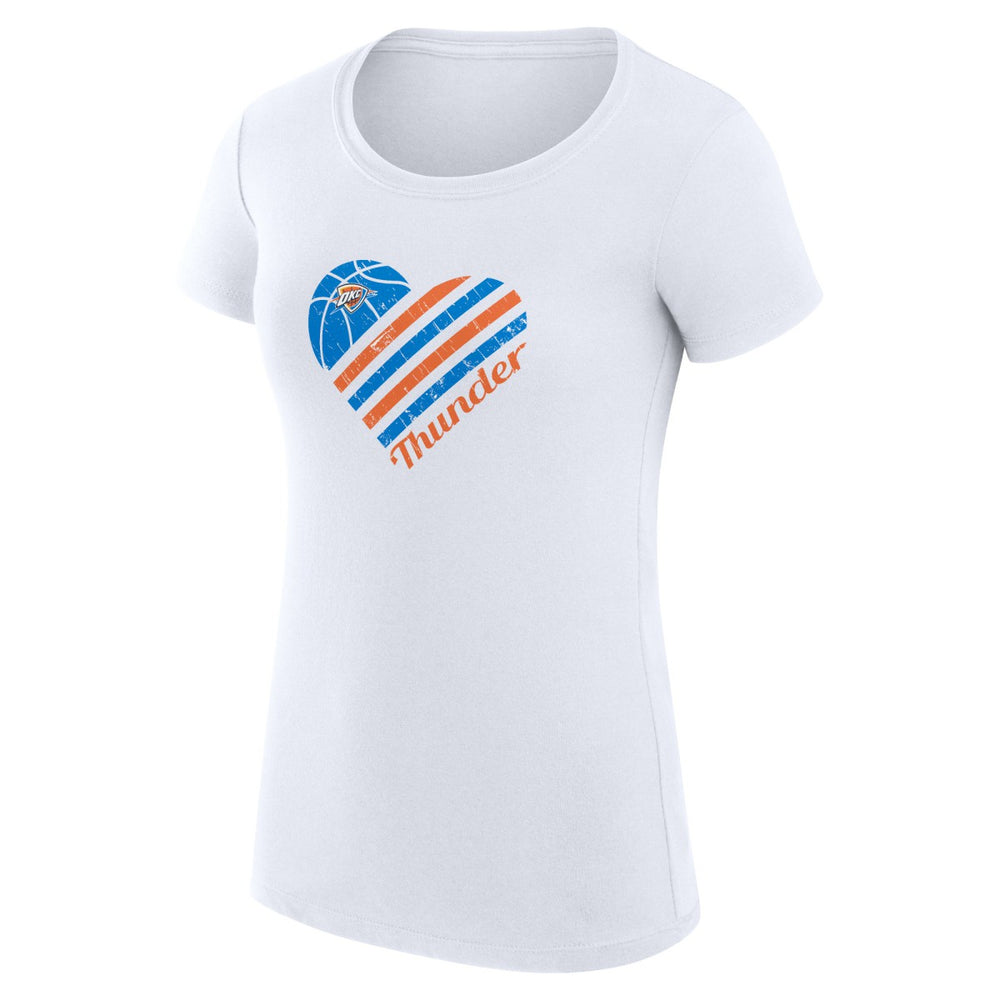 White Oklahoma City Thunder G-III 4Her by Carl Banks Women's Super-Slim Fit Lightweight Heart T-Shirt | NBA
