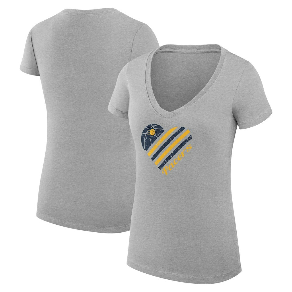 Heather Gray Indiana Pacers G-III 4Her by Carl Banks Women's Super-Slim Fit Lightweight Heart V-Neck T-Shirt | NBA