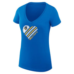 Royal Golden State Warriors G-III 4Her by Carl Banks Women's Super-Slim Fit Lightweight Heart V-Neck T-Shirt sale | NBA