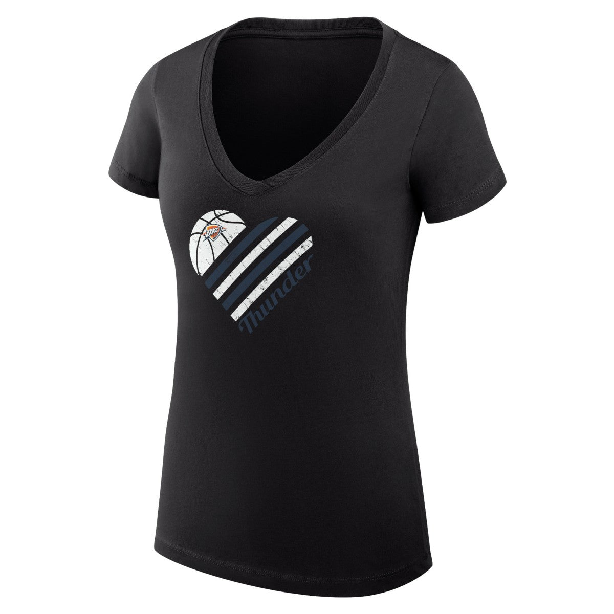 Black Oklahoma City Thunder G-III 4Her by Carl Banks Women's Super-Slim Fit Lightweight Heart V-Neck T-Shirt | NBA