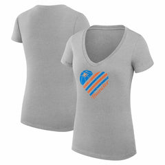 Heather Gray Oklahoma City Thunder G-III 4Her by Carl Banks Women's Super-Slim Fit Lightweight Heart V-Neck T-Shirt | NBA