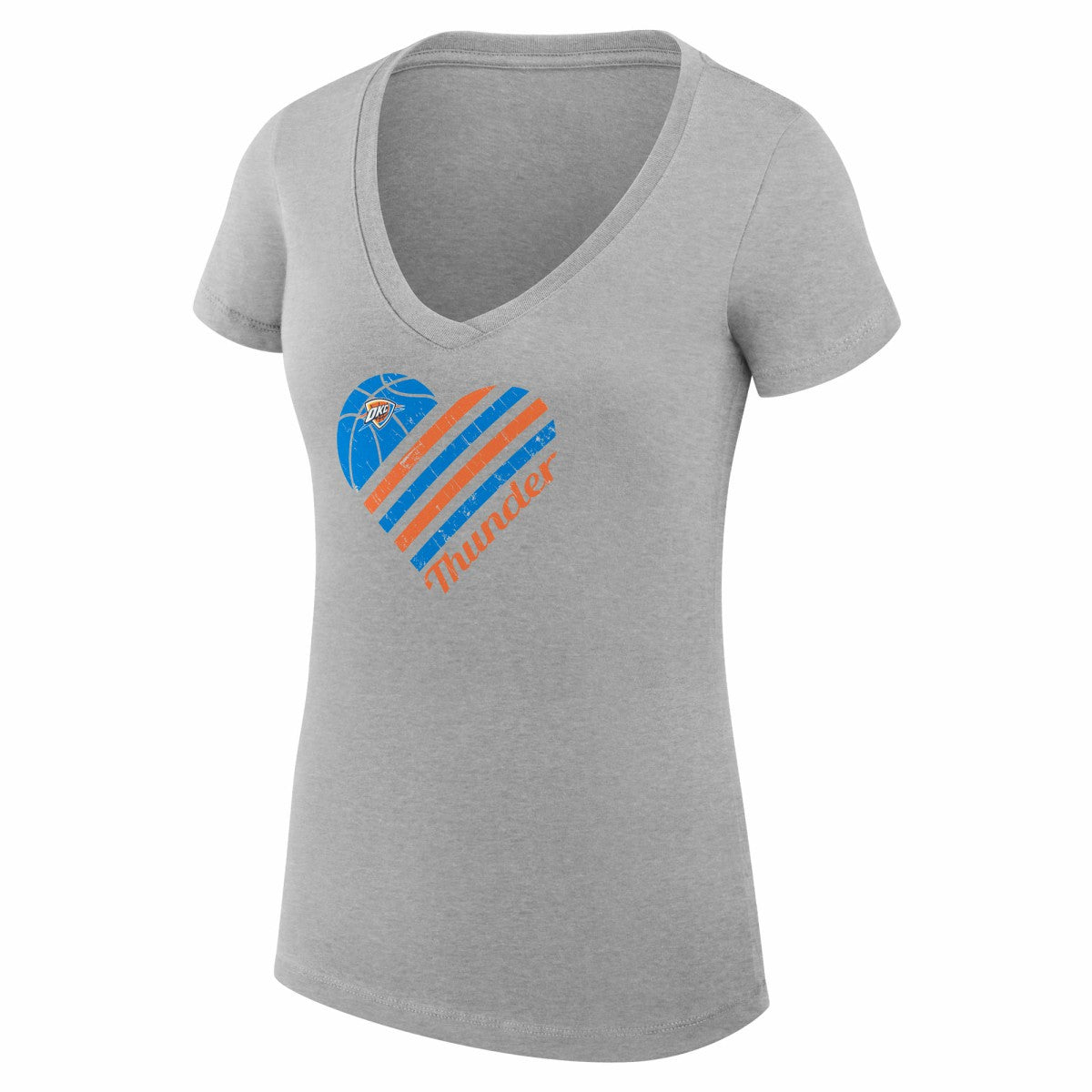 Heather Gray Oklahoma City Thunder G-III 4Her by Carl Banks Women's Super-Slim Fit Lightweight Heart V-Neck T-Shirt | NBA