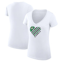 White Boston Celtics G-III 4Her by Carl Banks Women's Super-Slim Fit Lightweight Heart V-Neck T-Shirt | NBA
