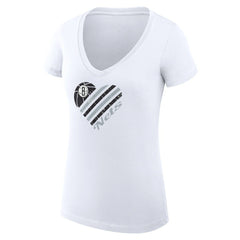 White Brooklyn Nets G-III 4Her by Carl Banks Women's Super-Slim Fit Lightweight Heart V-Neck T-Shirt | NBA