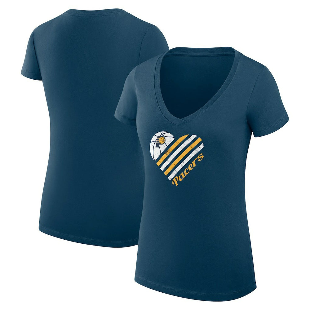 Navy Indiana Pacers G-III 4Her by Carl Banks Women's Super-Slim Fit Lightweight Heart V-Neck T-Shirt | NBA