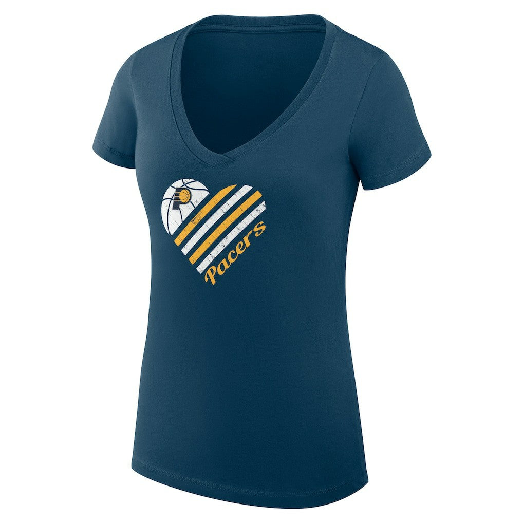 Navy Indiana Pacers G-III 4Her by Carl Banks Women's Super-Slim Fit Lightweight Heart V-Neck T-Shirt | NBA