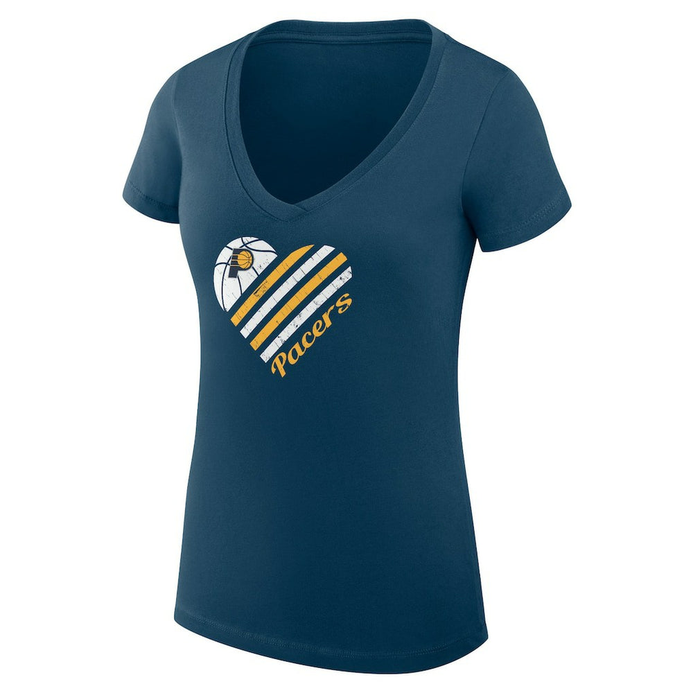 Navy Indiana Pacers G-III 4Her by Carl Banks Women's Super-Slim Fit Lightweight Heart V-Neck T-Shirt | NBA